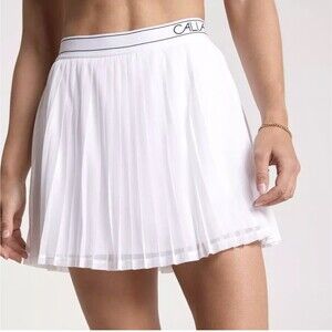 Calia Court High Rise Skort Womens Medium White Pleated Athletic Tennis UPF 50